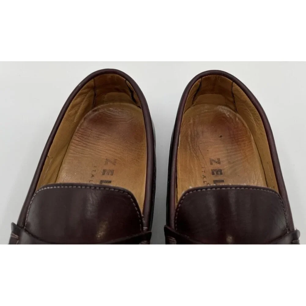 Zelli Monza Italian Calfskin Burgundy Driver Loafers Men’s Size 10 Dress Shoes